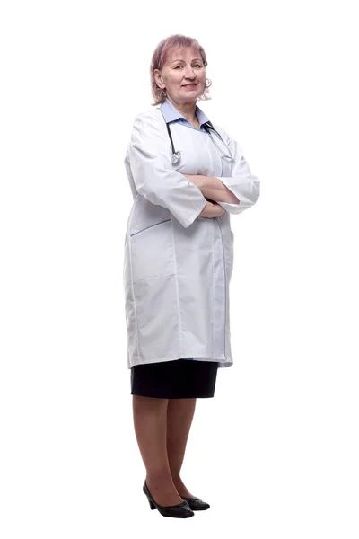 Qualified Doctor Giving Thumbs Isolated White — Stock Photo, Image