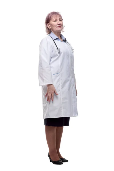 Qualified Doctor Giving Thumbs Isolated White — Stock Photo, Image
