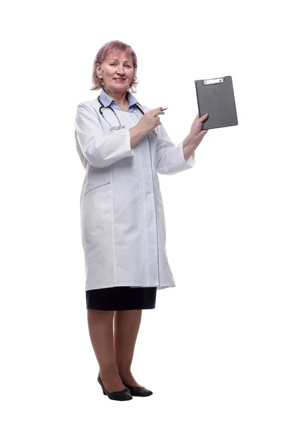 Γυναίκα Θεραπεύτρια Πρόχειρο Απομονωμένο Λευκό — Φωτογραφία Αρχείου