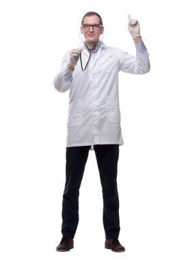 Nitelikli terapist çalışmaya hazır. bir beyaz üzerinde izole