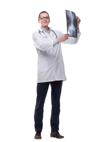 Uppmärksam Läkare Med Röntgen Patienten Isolerad — Stockfoto