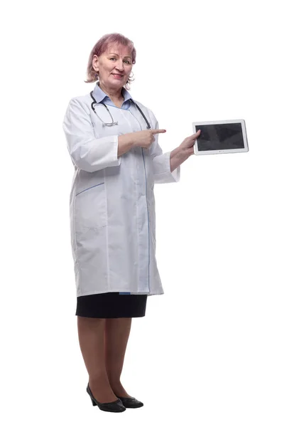 Female Doctor Digital Tablet Isolated White — Stock Photo, Image