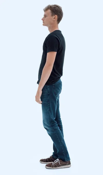 Full Growth Serious Guy Black Shirt — Stock Photo, Image