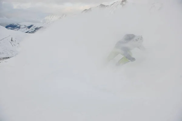 Ski Sur Neige Fraîche Saison Hiver Lors Une Belle Journée — Photo