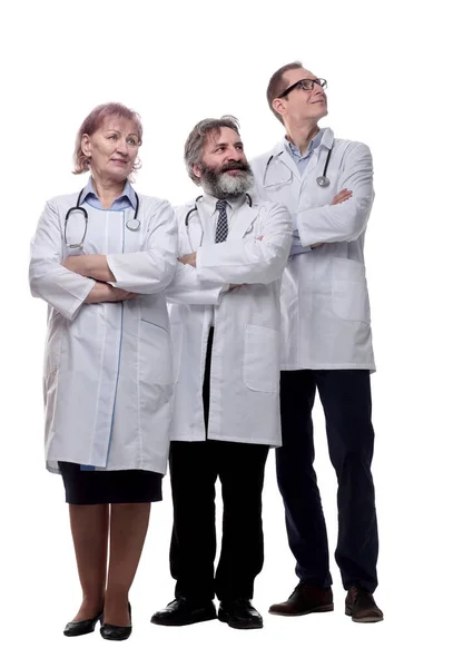 Група Кваліфікованих Лікарів Стоять Разом Ізольовані — стокове фото
