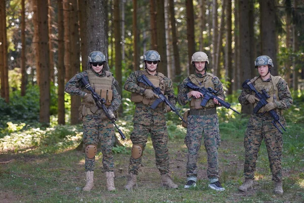 stock image Soldier fighters standing together