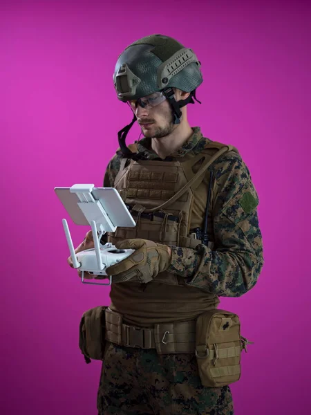 士兵无人机技师肖像画 — 图库照片