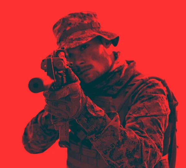 Portrait Modern Warfare Soldier — Stock Photo, Image