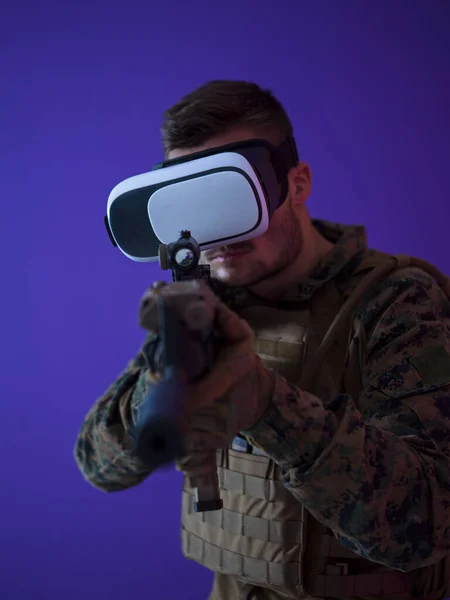 soldier wearing virtual reality headset