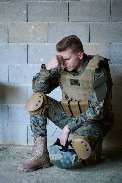 upset soldier has psychological problems