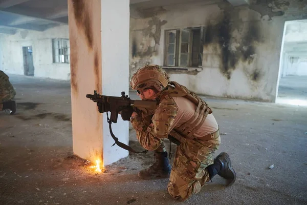 stock image military troops in action urban environment