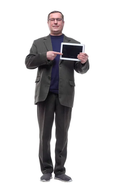Tam Gelişim Dijital Tablet Kullanan Olgun Bir Adam — Stok fotoğraf