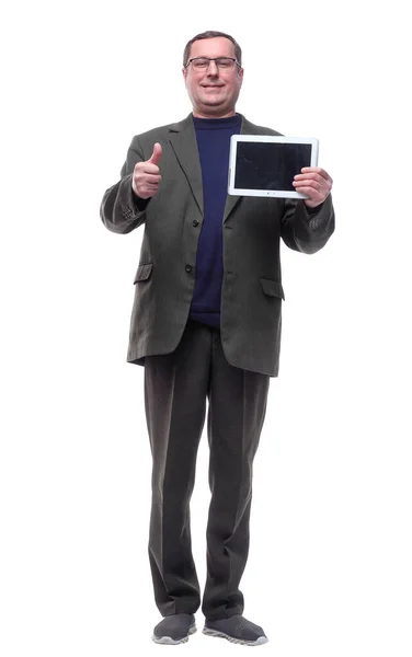Volle Groei Volwassen Man Met Een Digitale Tablet — Stockfoto