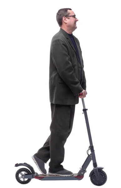 Volle Groei Volwassen Man Met Een Elektrische Scooter — Stockfoto