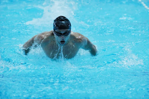 Male Athlete Swimming Swim Pool — Stock Photo, Image