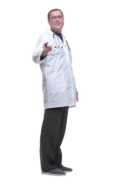 Side View Friendly Male Doctor Looking — Stock Photo, Image