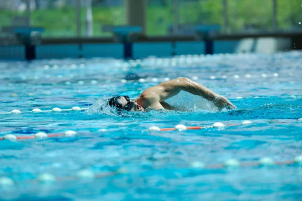 Чоловік Спортсмен Плаває Басейні — стокове фото