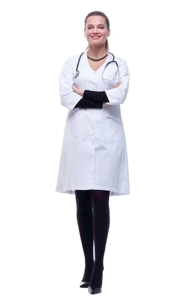 Повному Зростанні Жінка Лікар Стетоскопом — стокове фото