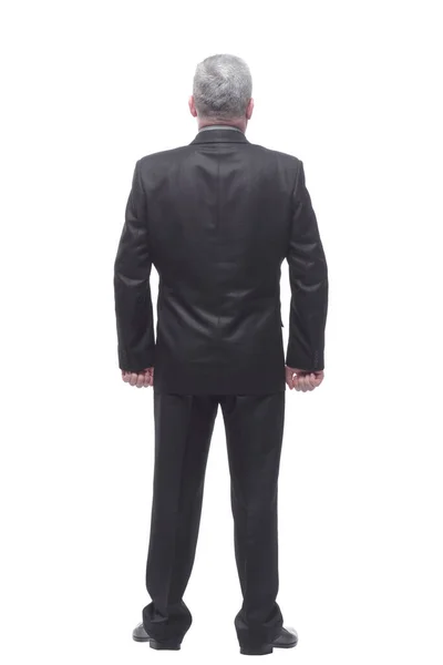 Thoughtful Businessman Standing Back Camera White Background — Stock Photo, Image