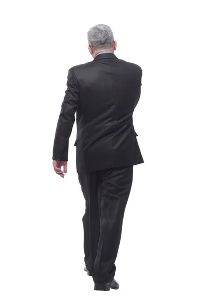 Back View Business Man Walking Isolated White Background — Stock Photo, Image