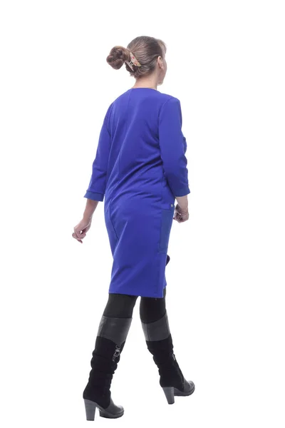 Mulher Negócios Vestido Azul Indo Embora — Fotografia de Stock