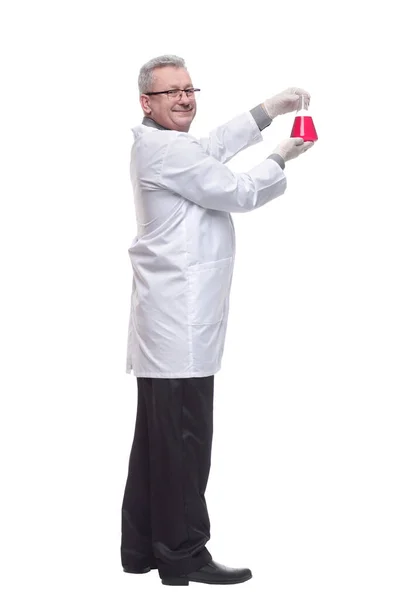 Vue Latérale Chercheur Masculin Senior Effectuant Des Recherches Scientifiques — Photo