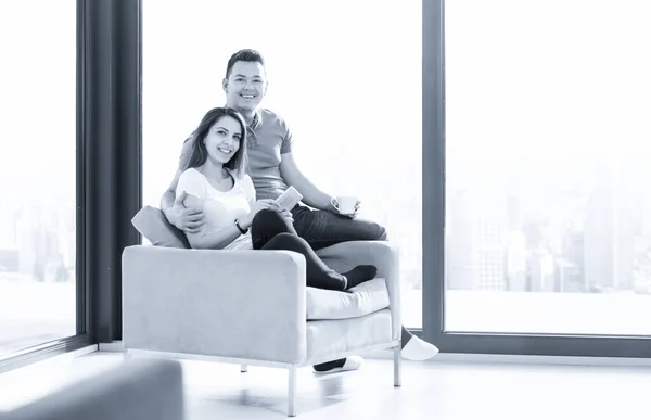 stock image couple using tablet at home