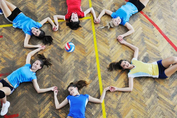 Girls Playing Volleyball Indoor Game — Stock Photo, Image