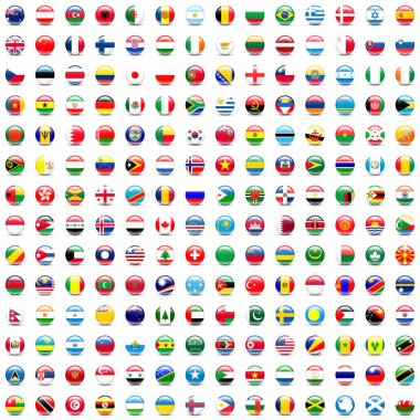 Hacimli şıklıkta tüm ülkelerin bayrakları