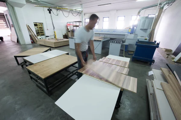 Worker Factory Wooden Furniture — Stok fotoğraf