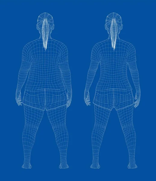 Fat and slim woman, before and after weight loss