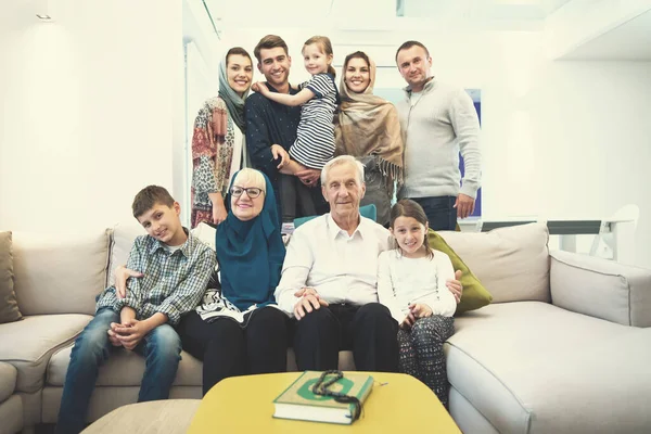 portrait of happy modern muslim family