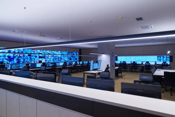Interior Vacío Gran Sala Control Del Sistema Seguridad Moderno —  Fotos de Stock