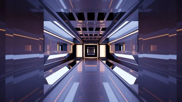 Ilustración Futurista Abstracta Del Túnel Geométrico Neón —  Fotos de Stock
