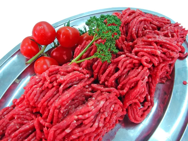 Carne Fresca Tomate Uma Chapa — Fotografia de Stock