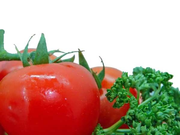 Verduras Frescas Con Tomates Fondo Cerca —  Fotos de Stock