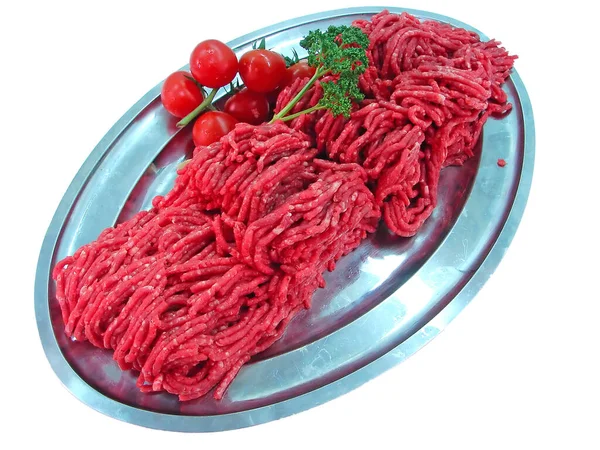 Carne Fresca Tomates Prato — Fotografia de Stock