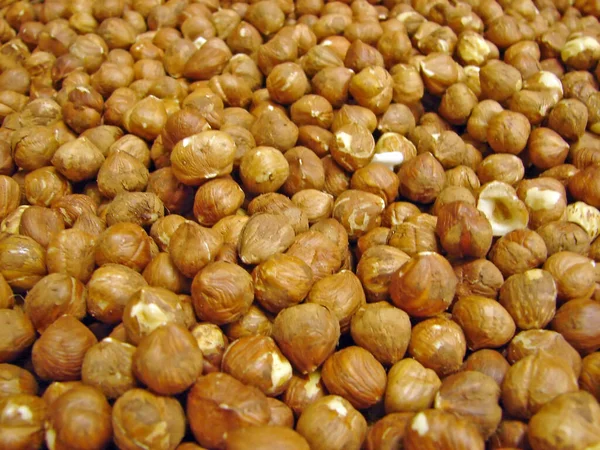 Background Many Mixed Hazelnuts — Stock Photo, Image