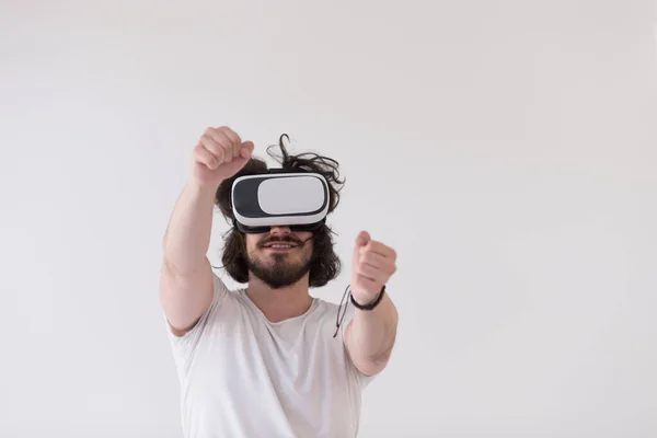 Hombre Usando Auriculares Realidad Virtual — Foto de Stock
