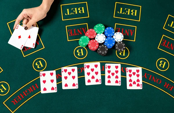 ポーカープレイ カードのクローズアップ表示 — ストック写真