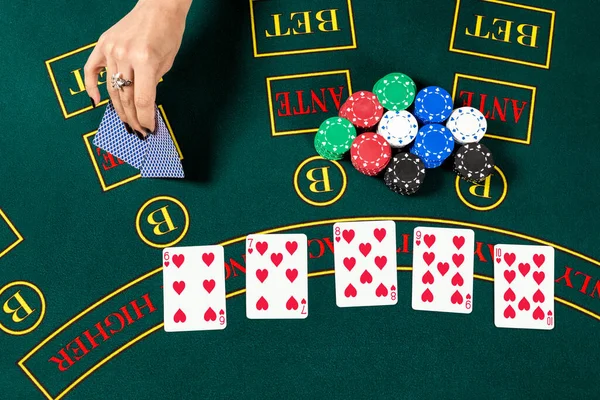 ポーカープレイ カードのクローズアップ表示 — ストック写真