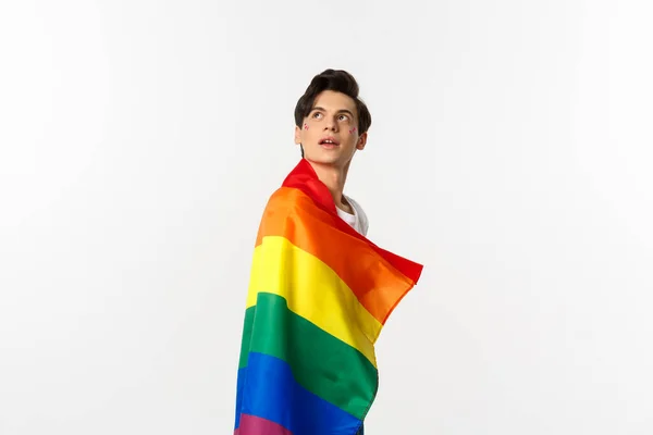 Human Rights Lgbtq Community Concept Beautiful Young Androgynous Man Glitter — Stock Photo, Image