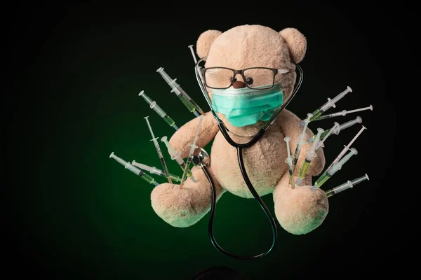 Children Vaccination Covid19 Virus Vaccinations Example Teddy Bear — Stock Photo, Image