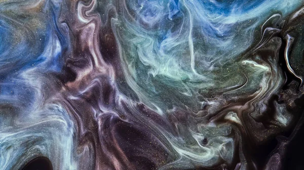 Fluidní Malířství Mramorové Abstrakce Modré Černé — Stock fotografie