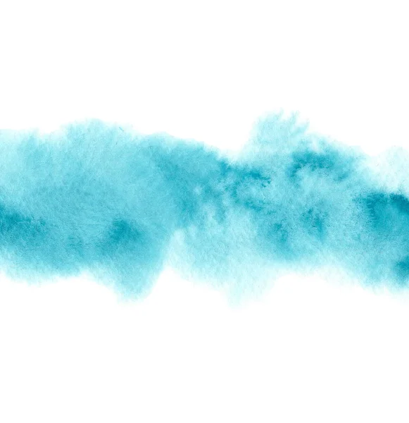 Watercolor Blue Stain Isolated White Background Turquoise Backdrop — Stock Photo, Image