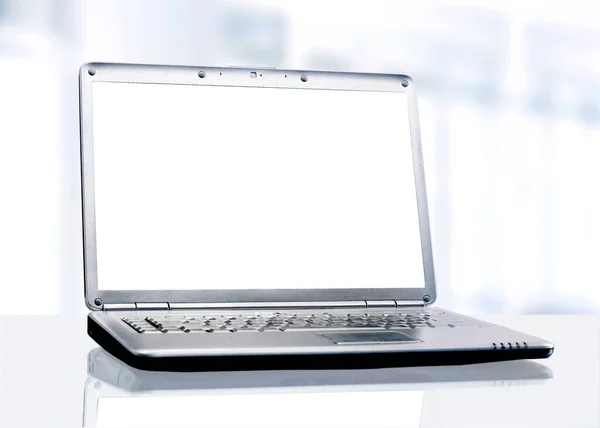 Witte Laptop Het Kantoor — Stockfoto