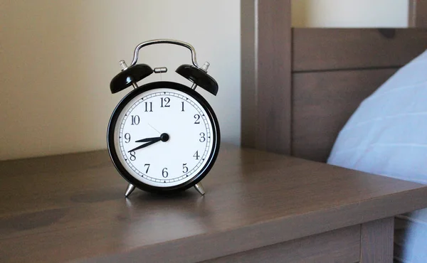 Retro Alarm Clock Bedside Table — Fotografia de Stock