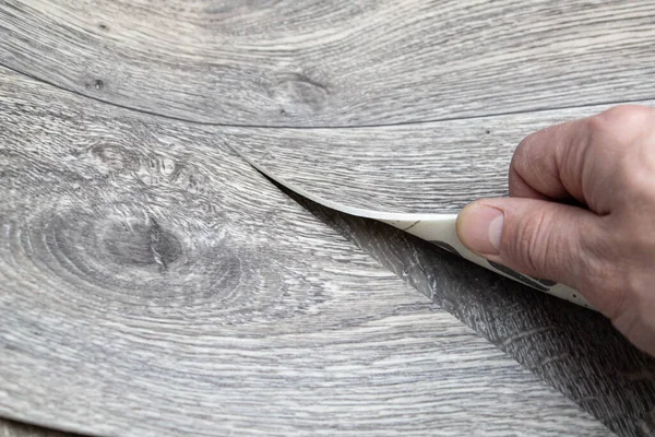 Roll Linoleum Wood Texture Linoleum Cutting Floor Coverings — Stock Photo, Image