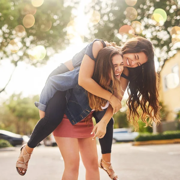 Have Much Fun Bestie Cropped Shot Two Female Best Friends — Stock Photo, Image