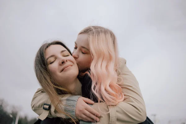 Lgbt Lesbianas Pareja Amor Momentos Felicidad — Foto de Stock